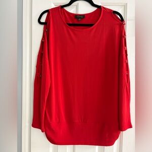 Thalia Sodi Red Blouse with Cut-Out Sleeves